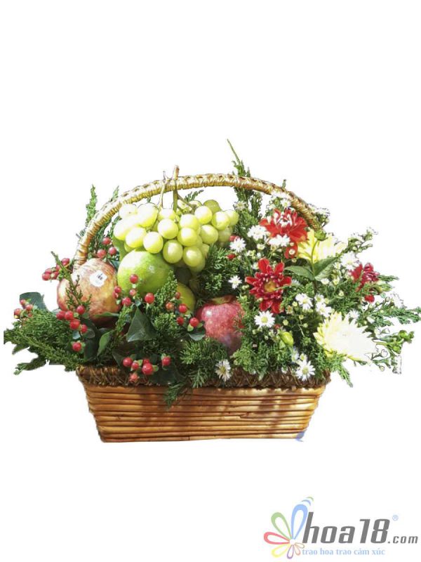 Giỏ hoa tươi trái cây độc đáo hoa tươi trái cây