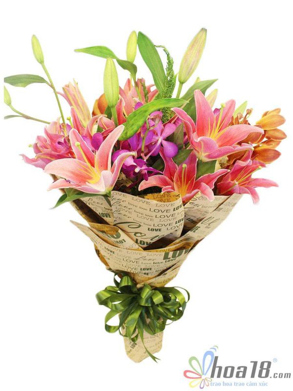 Bó hoa mừng tốt nghiệp với hoa ly sang trọng - Hoa18 hoa tốt nghiệp