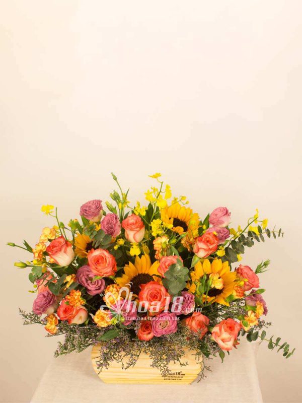 Thiết kế hoa tươi đơn giản nhưng đầy đủ chân thành Những giỏ hoa đẹp đơn giản - Hoa18.com